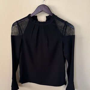 All Saints Black Lace Detail Blouse